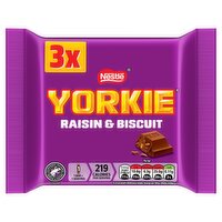 Yorkie Raisin & Biscuit Chocolate Bar 3 Pack Multipack 132g