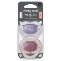 Tommee Tippee NightGlow Dummy, 0-6 Months, 2 Pack, Glow in the Dark