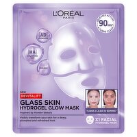 L'Oreal Paris Revitalift Glass Skin Hydrogel Glow Mask, Korean Skincare Inspired Face Masks, 1pc