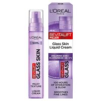 L'Oreal Paris Revitalift Filler Glass Skin Liquid Cream, Hybrid Serum-Moisturiser, 100H Hydration