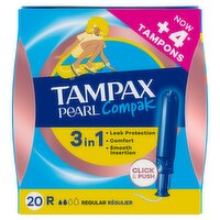 Tampax Pearl Compak Regular Tampons With Applicator x20