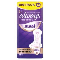 Always Discreet Maxi Comfort Incontinence Pads Women, 12 Pads