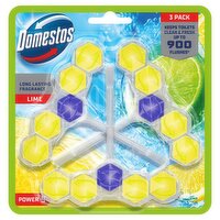Domestos Power 5 Toilet Rim Blocks Lime 3x 50 g
