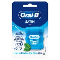 Oral-B Satin Tape Floss, Removes Plaque, Waxed Dental Floss, Mint Flavour 50m