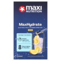 Maxi Nutrition MaxHydrate Lemon Electrolytes & Vitamins Drink Mix 160g (10 x 16g)