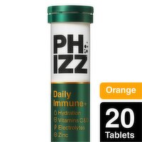Phizz Daily Immune+ Orange, Hydration, Immunity, Electrolytes & Vitamins Effervescent Tablets - 20 Tablets