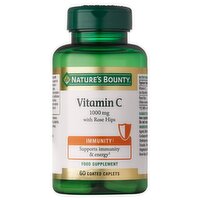 Nature's Bounty 60 Vitamin C 1000mg with Rose Hips Food Supplement Coated Caplets