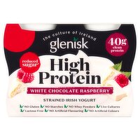 Glenisk High Protein White Chocolate Raspberry Strained Irish Yogurt 4 x 105g (420g)