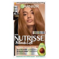 Garnier Nutrisse Blonde Lift Dye, Vegan, UL1 Chestnut Blonde Lift, rich, subtle blonde hues.