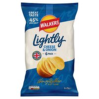 Walkers Lightly Cheese & Onion Multipack Crisps 6x25g