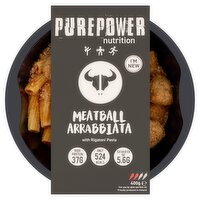 PUREPOWER Nutrition Meatball Arrabbiata with Rigatoni Pasta 400g