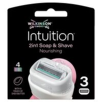 Wilkinson Sword Intuition 2in1 Soap & Shave Nourishing, 3 Women's Razor Blade Refills