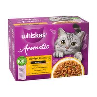 WHISKAS 1+ AROMATIC Purrfect POULTRY Wet Cat Food Pouches in Gravy 12 x 85g