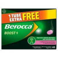 Berocca Boost 1 Tube Extra Free, Vitamin C & B12, Effervescent Tablets 45