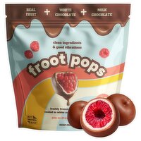 Froot Pops Freshly Frozen Raspberries Coated in White and Milk Chocolate 200g