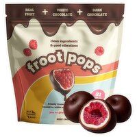 Froot Pops Freshly Frozen Raspberries Coated in White and Dark Chocolate 200g