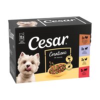 Cesar Creations Wet Dog Food Pouch Poultry,Beef,Lamb in Sauce 12 x 100g