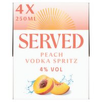 Served Peach Vodka Spritz 4 x 250ml