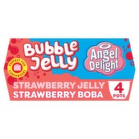 Angel Delight Bubble Jelly Strawberry Jelly and Strawberry Boba Dessert Snack Pot x4