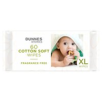 Dunnes Stores 60 Fragrance Free Cotton Soft XL Wipes