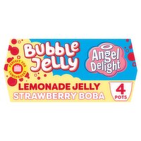 Angel Delight Bubble Jelly Lemonade Jelly and Strawberry Boba Dessert Snack Pot x4