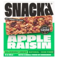 Snack'd Apple Raisin Gut-Friendly Oat Bars 3 x 42g