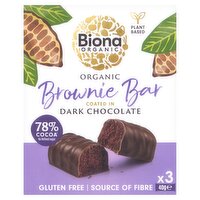 Biona Organic Brownie Bar Coated in Dark Chocolate 3 x 40g