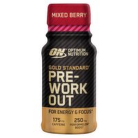 Optimum Nutrition Gold Standard Pre-Workout Energy Shot, Mixed Berry Flavour, single serve, 60ml