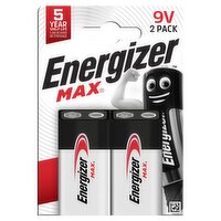 Energizer Max 9V Batteries, Alkaline, 2 Pack