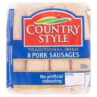 Country Style Traditional Irish 8 Pork Sausages 227g
