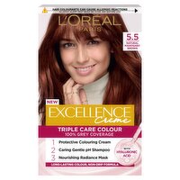 Excellence Créme 5.5 Mahogany Brown: 100% Grey, nourished hair, for a rich deep tone.