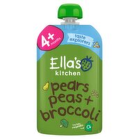 Ella's Kitchen Organic Pears, Peas and Broccoli Baby Food Pouch 4+ Months 120g
