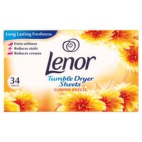 Lenor Fabric Tumble Dryer Sheets Summer Breeze, 34 Sheets