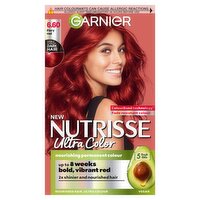 Garnier Nutrisse Ultra Color, Permanent Hair Dye, Intense Colour, For All Hair Types, 6.60 Fiery Red