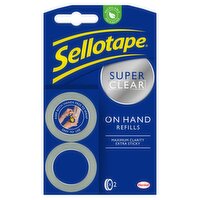 Sellotape Super Clear On-Hand Tape Dispenser Refill Rolls 2x 18mm x 15m