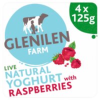 Glenilen Farm Live Natural Yoghurt with Raspberries 4 x 125g