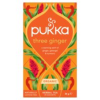Pukka Organic Three Ginger Tea 20 Home Compostable Herbal Tea Bags