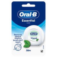 Oral-B Essential Floss - Removes Plaque  - Waxed Dental Floss - Mint Flavour - 50m