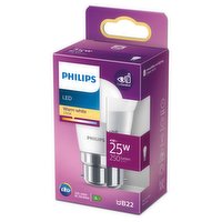 Philips LED Frosted Candle Bulb B22 Bayonet Cap 4W (25 Equivalent) Non-Dimmable Warm White