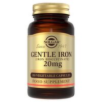 Solgar Gentle Iron (Iron Bisglycinate) 20mg Non-Constipating Food Supplement 90 Vegetable Capsules