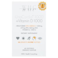 WHC UnoCardio 1000 + Vitamin D 1000 Orange Flavour 60 Softgels 107g