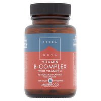 Terra Nova Vitamin B-Complex with Vitamin C 50 Vegetarian Capsules Food Supplement