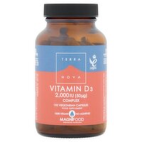 Terra Nova Vitamin D3 2,000 IU (50μg) Complex 100 Food Supplement Vegetarian Capsules