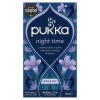 Pukka Organic Night Time Herbal Tea With Chamomile 20 Home Compostable Sleep Tea Bags 20g