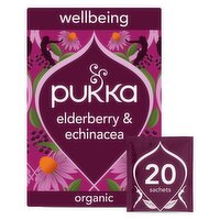 Pukka Organic Elderberry & Echinacea Tea 20 Home Compostable Berry Herbal Tea Bags