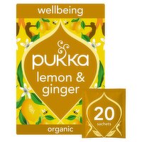 Pukka Organic Lemon, Ginger & a touch of Manuka Honey Tea 20 Home Compostable Herbal Tea Bags