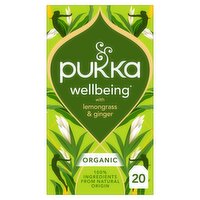 Pukka Organic Lemongrass & Ginger Tea 20 Home Compostable Herbal Tea Bags 36g