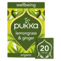 Pukka Organic Lemongrass & Ginger Tea 20 Home Compostable Herbal Tea Bags 36g