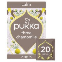 Pukka Organic Three Chamomile Tea 20 Home Compostable Herbal Tea Bags