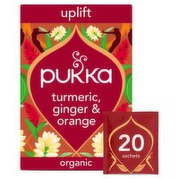 Pukka Organic Turmeric Ginger & Orange Tea 20 Home Compostable Herbal Tea Bags